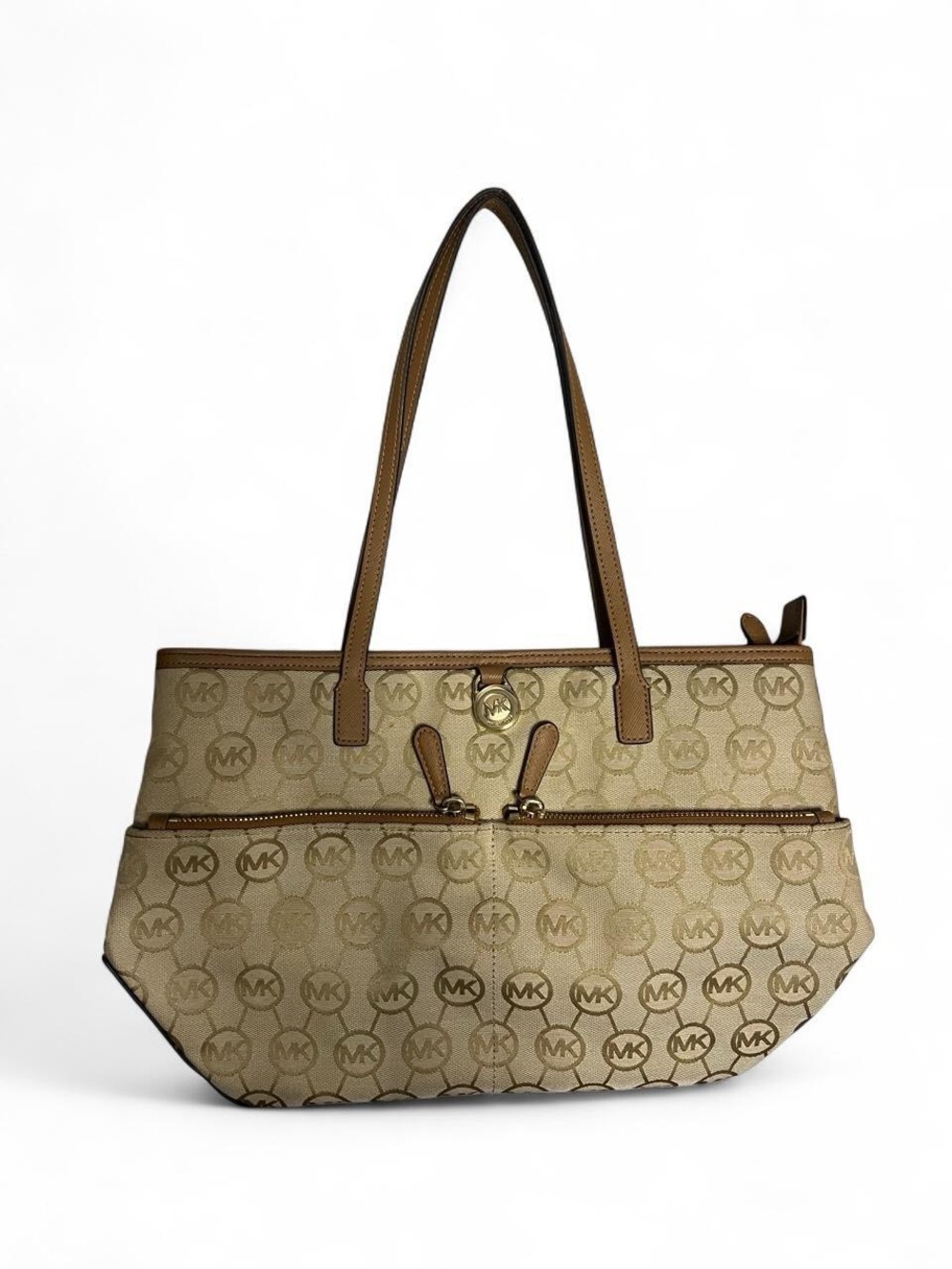 Michael Kors Beige/Tan Monogram Signature Tote